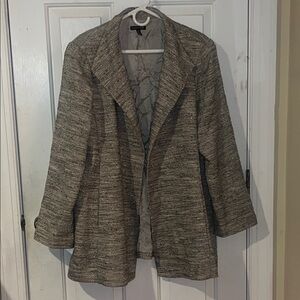 Eileen Fisher Women’s  Gray  Linen Tweed Blazer Jacket size XL